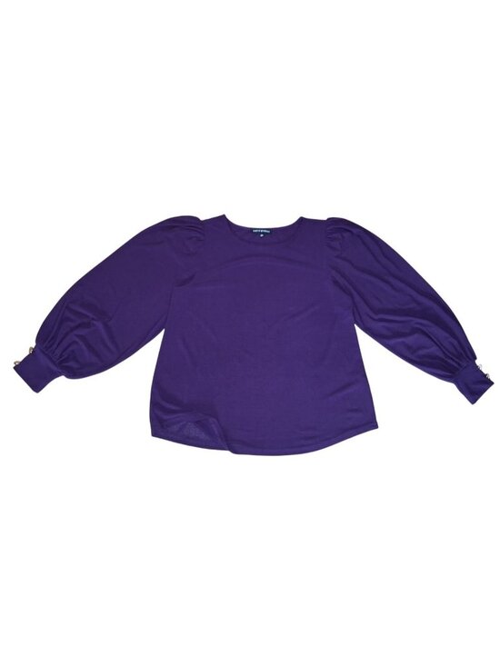 Fifty Street Tops - Fifty Street Womens Purple Blouse Puff Sleeves Size Small Stretch Polyester Blen
